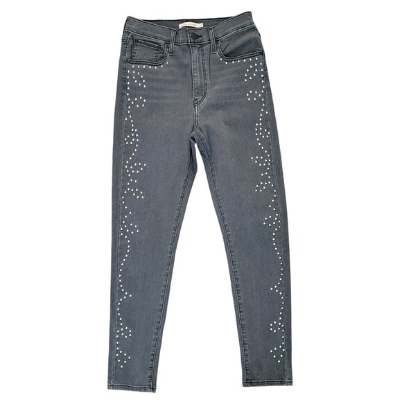 Levi's Denim - Levis Mile High Super Skinny Jeans Size 29 Gray Studded Detail Stretch NWOT